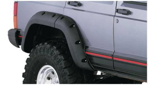 Black Jeep Cutout Style Textured Finish Rear Fender Flares For 1984-2001 Jeep Cherokee 4-Door Bushwacker