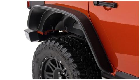 Black Jeep Flat Style Textured Finish Rear Fender Flares For 2007-2018 Jeep Wrangler JK Unlimited 4-Door Bushwacker
