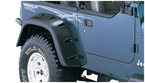 Black Jeep Cutout Style Textured Finish Rear Fender Flares For 1987-1995 Jeep Wrangler YJ (Excludes Renegade) Bushwacker