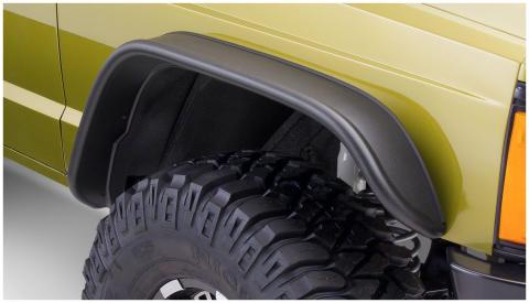 Black Jeep Flat Style Textured Finish Front Fender Flares For 1984-2001 Jeep Cherokee Bushwacker