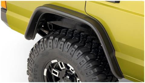 Black Jeep Flat Style Textured Finish Rear Fender Flares For 1984-2001 Jeep Cherokee Bushwacker