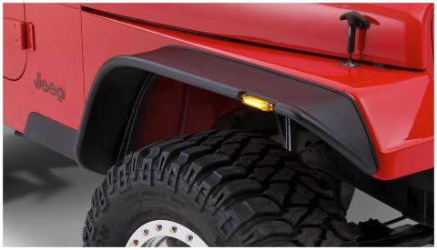 Black Jeep Flat Style Textured Finish Front Fender Flares For 1987-1995 Jeep Wrangler YJ (Excludes Renegade) Bushwacker