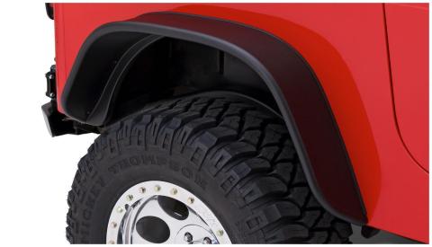 Black Jeep Flat Style Textured Finish Rear Fender Flares For 1987-1995 Jeep Wrangler YJ (Excludes Renegade) Bushwacker