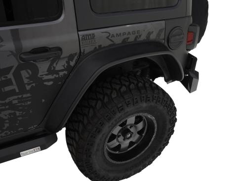 Black Jeep Flat Style Textured Finish 4-Piece Fender Flare Set For 2018-2023 Jeep Wrangler JL (All Models) Bushwacker