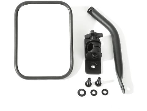 Quick Release Mirror Rectangular Textured Black 97-18 Jeep Wrangler Rugged Ridge