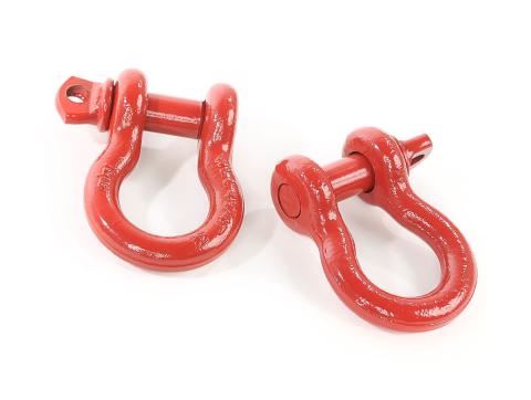 D-Ring Shackle Kit 3/4 Inch Red Steel Pair Rugged Ridge