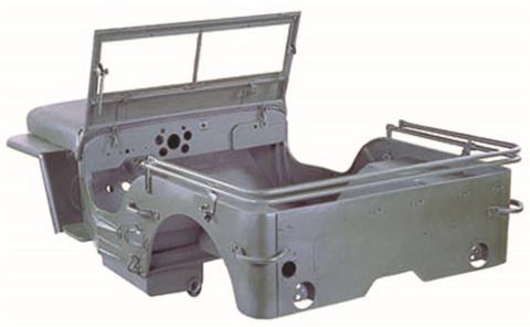 Steel Body Kit Includes Body Tub/Hood/Fenders/Windshield Frame For Mb Standard Built Jan. 1944 To Aug. 1945 OMIX