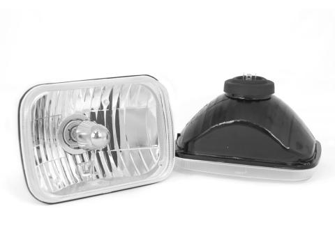 Headlight Kit Crystal H2 Rectangular 65-06 Jeep CJ/Wrangler TJ Rugged Ridge