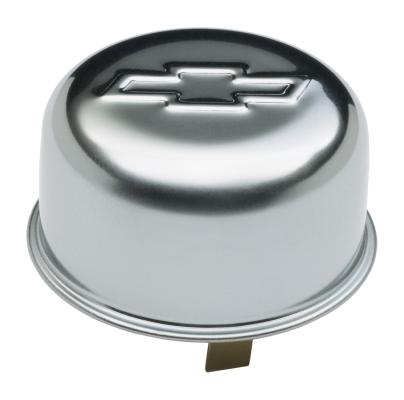 Engine Oil Breather Cap Push-On Style 1.82 Hole Embossed Bowtie Logo Chrome Chevrolet Performance Parts