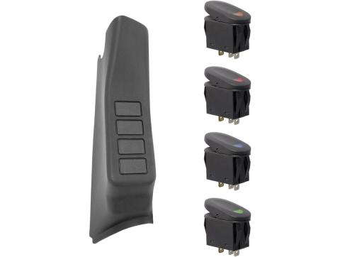Switch Pod Kit A-Pillar 4 Switches Textured Dark Charcoal RHD 11-18 Wrangler JK Rugged Ridge