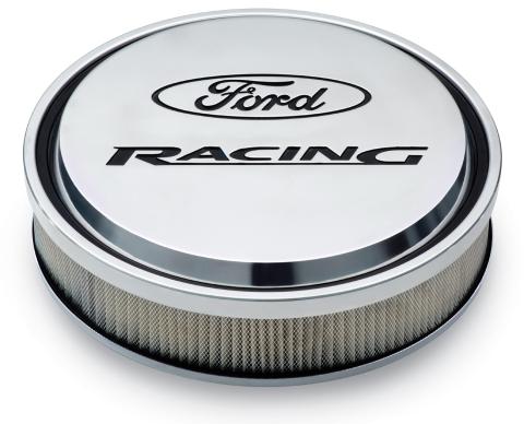 Slant-Edge Alunimum Air Cleaner Kit Polished Recessed Painted Emblems 13 Inch Ford Racing