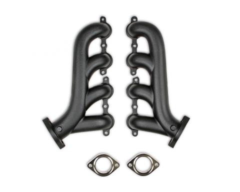 Ls Swap Exhaust Manifolds Black Ceramic Finish Multi-Fit 2.25 Inch Outlet FlowTech