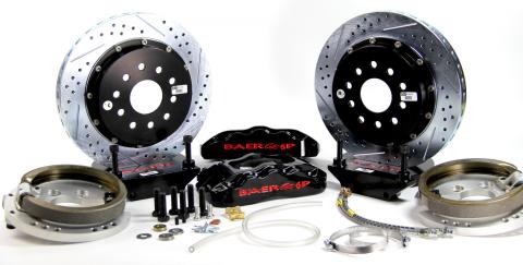 Brake System 14 Inch Rear Pro+ w/Park Brake Black Ford 9 Inch 5 on 5 Big Bearing BAER Brakes
