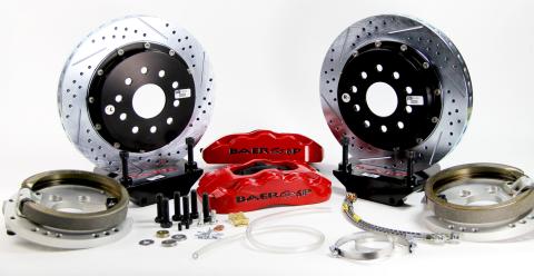 Brake System 14 Inch Rear Pro+ w/Park Brake Red Buick/Olds/Pontiac 10/12 Bolt W/Flush Mount Bearing BAER Brakes