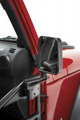 Jeep Mirror Replacement Set For Jeep 1987-1995 Wrangler YJ Slotted Arm Design Black Cast Aluminum Bestop