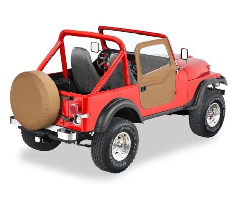Jeep Doors Full 2-Piece Fabric Doors For Jeep 1976-1986 CJ7 Clear Vinyl Spice Fabric Pair Bestop