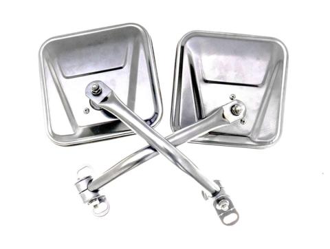 Factory Style Replacement Steel Mirror Kit for 1976-1983 Jeep CJ5, 1976-1986 Jeep CJ7, 1987-1995 Jeep Wrangler YJ Pair, Stainless Steel Rampage