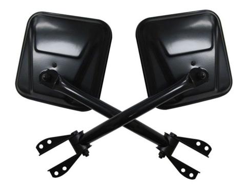 Factory Style Replacement Steel Mirror Kit for 1955-1983 Jeep CJ5, 1976-1986 Jeep CJ7 Pair, Black Rampage
