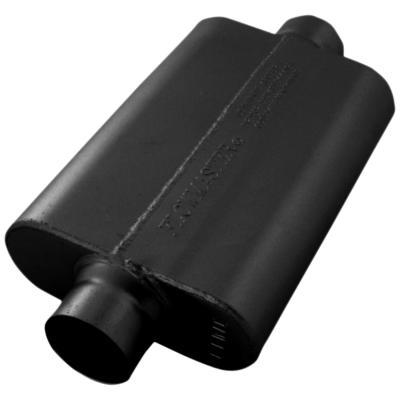 50 Series Delta Force Race Muffler 50 Series Race Muffler 409SS 2.50 Center In 2.50 Center Out, Low Profile -Aggressive Sound Flowmaster