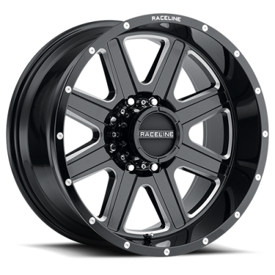Aluminum Wheels 22x12 Hostage 940M Milled Gloss Black -44 Offset 8 on 165.1 Bolt Pattern 125.2 Bore Raceline