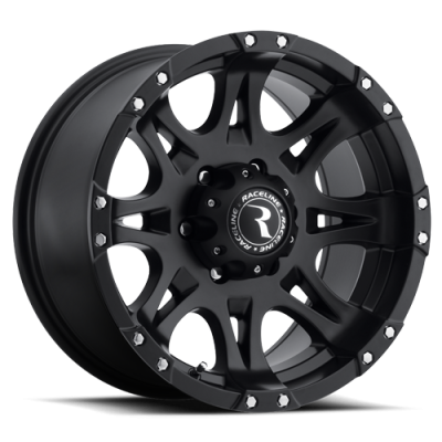 Aluminum Wheels 18x9 Raptor 981 Matte Black 25 Offset 6 on 139.7 Bolt Pattern 106.1 Bore Raceline