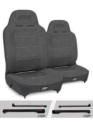 Enduro High Back Reclining Suspension Seats Kit for Jeep Wrangler CJ7/YJ Pair Gray PRP Seats