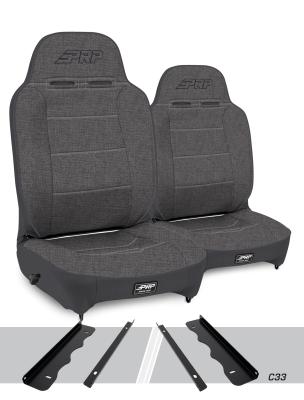 Enduro High Back Reclining Suspension Seats Kit for 95-01 Jeep Cherokee XJ Pair Gray PRP Seats