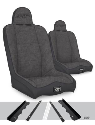 Daily Driver High Back Suspension Seats Kit for 95-01 Jeep Cherokee XJ Pair Gray PRP Seats