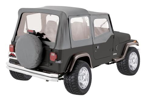 Complete Gray Denim Soft Top for YJ Wrangler w/ Soft Upper Doors RT Off Road