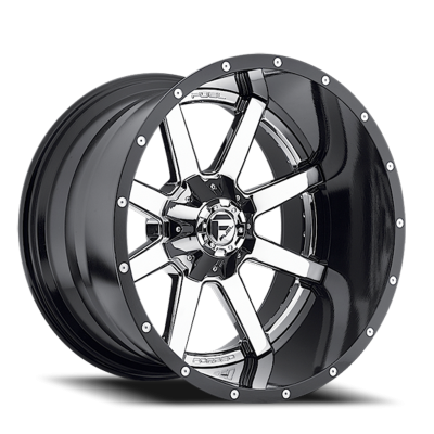 Aluminum Wheels 20X12 Maverick D260 8 On 165.1 Chrome/Gloss Black Lip 125.2 Bore -44 Offset Fuel Off Road Wheels
