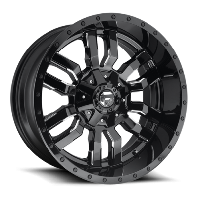 Aluminum Wheels 22X10 Sledge D595 8 On 165.1 Gloss Black Milled 125.1 Bore -18 Offset Fuel Off Road Wheels