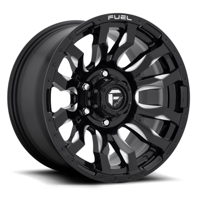 Aluminum Wheels 22X10 Blitz D673 6 On 139.7 Gloss Black Milled 106.1 Bore -18 Offset Multi Spoke Fuel Off Road Wheels