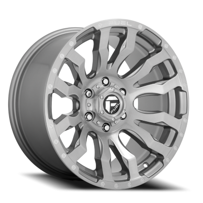 Aluminum Wheels 22X10 Blitz D693 6 On 139.7 Brushed Gunmetal Gray Tinted Clear 106.1 Bore -18 Offset Multi Spoke Fuel Off Road Wheels