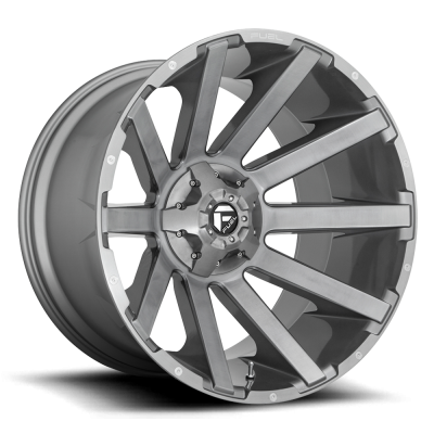 Aluminum Wheels 20X10 Contra Platinum D714 8 On 165.1 Brush Gunmetal Gray/Clear Tint 125.1 Bore -18 Offset Multi Spoke Fuel Off Road Wheels