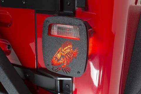 Jeep Wrangler CJ YJ TJ Tail Light Covers Black Textured Powdercoat Fishbone Offroad