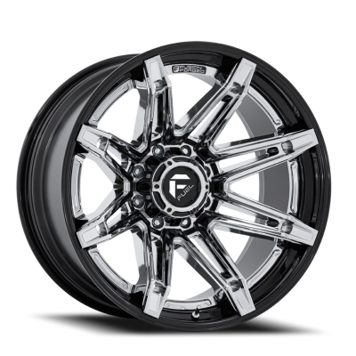 Aluminum Wheels 22X12 Brawl FC401PB 8 On 180 Chrome/Gloss Black Lip 124.2 Bore -44 Offset Fuel Off Road Wheels