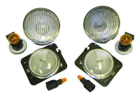 Front Clear Parking & Side Marker Lamp Kit for 2007-2013 Jeep JK Wrangler RT Off Road