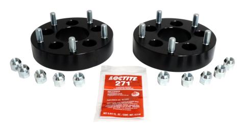 Wheel Adapter 2008-2012 KK Liberty 2 Wheel Adapters And 10 Nuts 1-1/2 Inch Thick Adapts 5 On 4.5 Inch To 5 On 5.5 in. Black Anodized RT Off Road