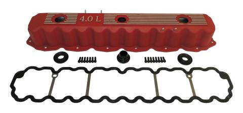 Red Aluminum Valve Cover Kit for Multiple Jeep Models w/ 4.0L Engine RT Off Road