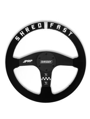 PRP X Shreddy Shred Fast Steering Wheel 13 Inch Diameter Black and White Flat PRP Seats