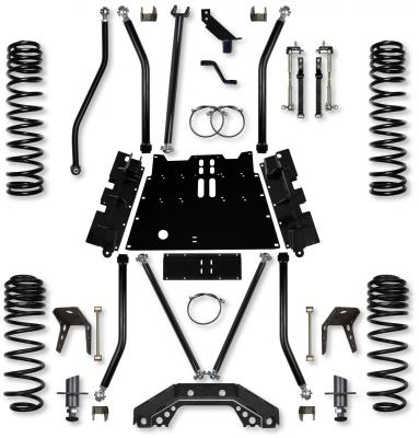 4.5 Inch X-Factor X2 Flat-Belly 5 Inch Stretch Long-Arm Suspension System For Jeep Wrangler TJ With No Shocks Rock Krawler