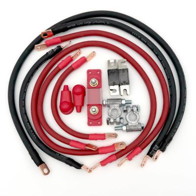 1999.5-2006 Jeep Wrangler TJ / LJ RHD Battery Cable Kit 4.0 Liter 2 Gauge Battery Cable w/Black Red/Spyder Wrap Big7Kits