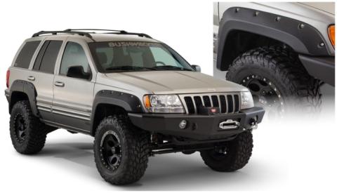 Black Jeep Cutout Style Textured Finish Front Fender Flares For 1999-2004 Jeep Grand Cherokee Bushwacker