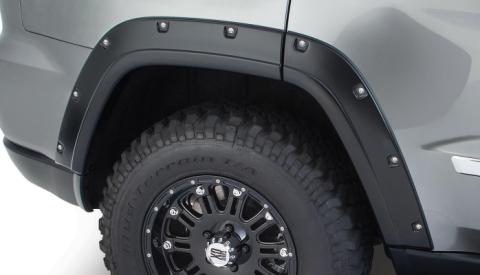 Black Pocket/Rivet Style Smooth Finish Rear Fender Flares For 2011-2016 Jeep Grand Cherokee (Excludes SRT8) Bushwacker