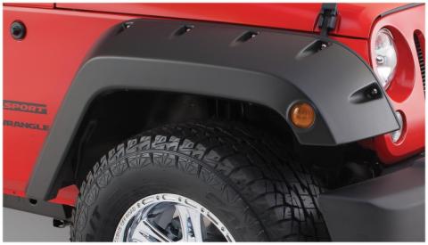 Black Pocket/Rivet Style Smooth Finish Front Fender Flares For 2007-2018 Jeep Wrangler JK Bushwacker