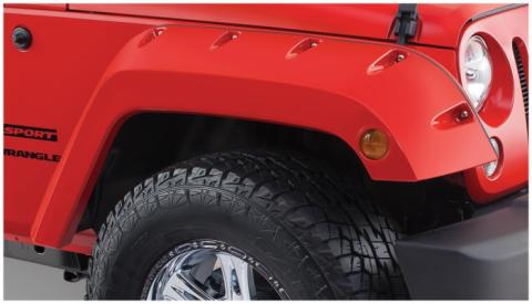 Black Pocket/Rivet Style Smooth Finish Front Fender Flares For 2007-2018 Jeep Wrangler JK Bushwacker