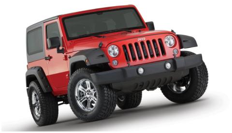 Black Pocket/Rivet Style Smooth Finish Front Fender Flares For 2007-2018 Jeep Wrangler JK Bushwacker