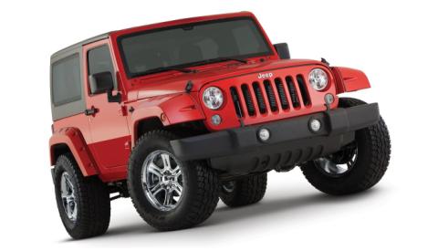 Black Pocket/Rivet Style Smooth Finish Front Fender Flares For 2007-2018 Jeep Wrangler JK Bushwacker