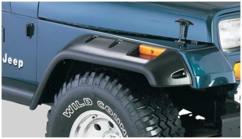 Black Jeep Cutout Style Textured Finish 4-Piece Fender Flare Set For 1987-1995 Jeep Wrangler YJ (Excludes Renegade) Bushwacker