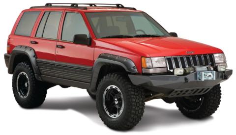 Black Jeep Cutout Style Textured Finish 4-Piece Fender Flare Set For 1993-1998 Jeep Grand Cherokee Bushwacker